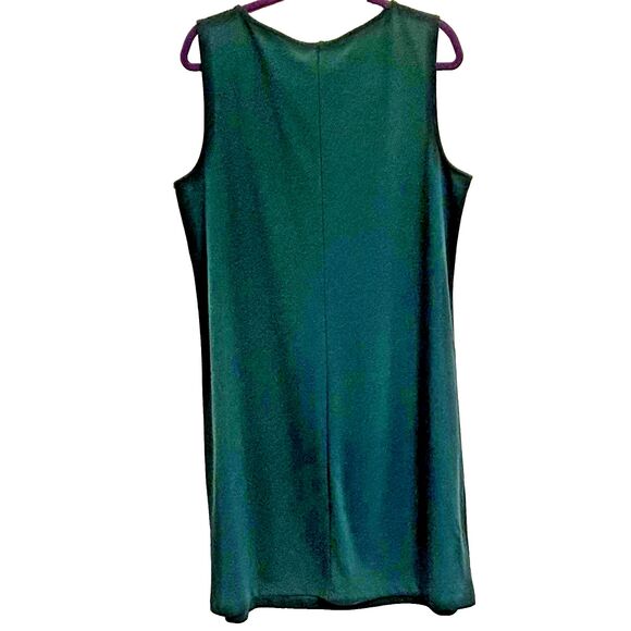 Lands’ End 1X (16W-18W) Green Sleeveless Dress, Round Pleated Neckline, NWOT - Picture 5 of 10